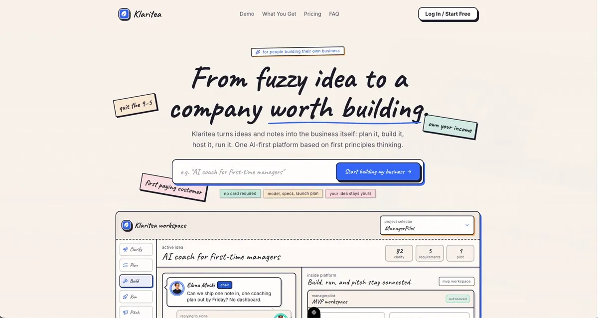 The Klaritea home page
